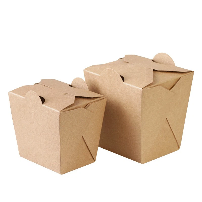 Custom Eco Friendly Disposable Fried Chicken Take Out Kraft Paper Fast Food Delivery Packaging Box