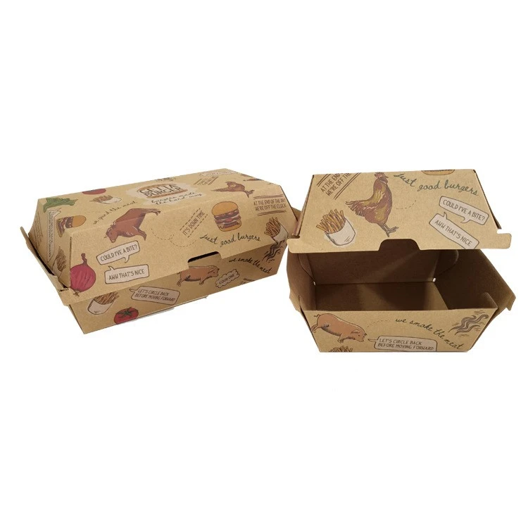 Disposable Food Grade Cardboard Hamburger Packaging Paper Burger Box