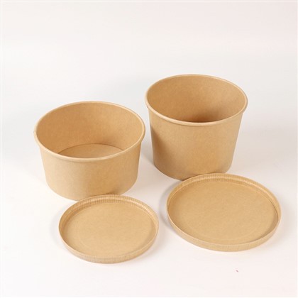 Customization Kraft Paper Soup Cup Paper Disposable Hot Soup Bowl With Paper Lid