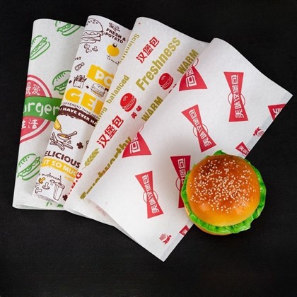 Fast Food Wrapping Packaging Hamburger Wrapper Burger Wrap Greaseproof Sandwich Coated Paper