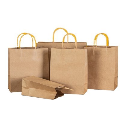 Square Bottom Bio-Degradable Paper Gift Shopping Bags Brown Kraft Paper Bag